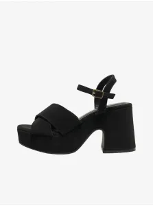 Black women's heeled sandals in suede finish ONLY Alba-1 - Women #9226423