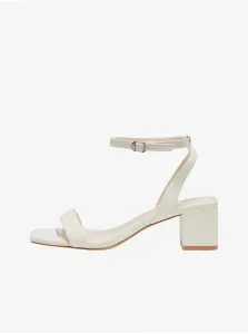 Women's creamy heeled sandals ONLY Hanna-1 - Women #9499576