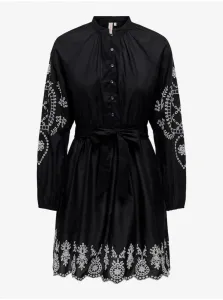 Black women's shirt dress with embroidery ONLY Flo - Women #9507827