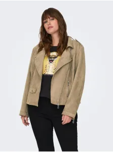 Light brown ladies jacket in suede finish ONLY CARMAKOMA Scootie - Ladies #7658699