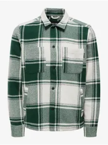 Zelená pánska kockovaná košeľová bunda ONLY & SONS Mace #8112879