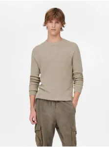 Béžový rebrovaný sveter ONLY & SONS Dennis #721616