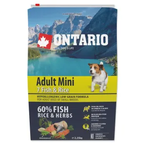 ONTARIO Dog Adult Mini fish & rice granule pre psov 1 ks, Hmotnosť balenia (g): 2,25 kg