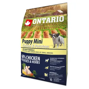 ONTARIO Puppy Mini Chicken & Potatoes granule pre šteňatá 1 ks, Hmotnosť balenia (g): 2,25 kg