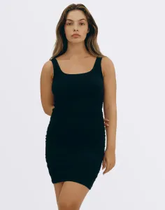 Organic Basics Core Bold Rib Ruched Side Dress Black L