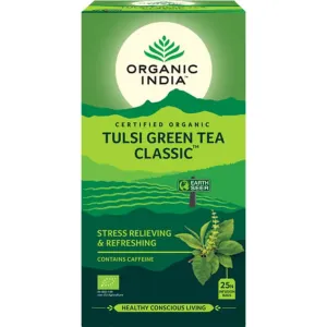 Tulsi so zeleným čajom Ajurvédsky čaj porciovaný Organic India 25 vreciek Obsah: 25 vreciek