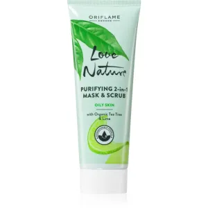 Oriflame Love Nature Organic Tea Tree & Lime čistiaca maska a peeling pre mastnú pleť 75 ml