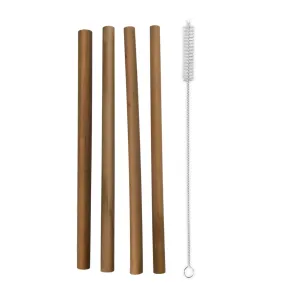 Bambusové slamky - slamky 4 ks + kefka na čistením ako darček - ORION
