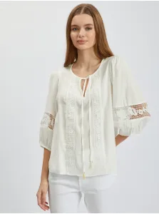 Orsay White Lady's Blouse with Lace - Women #6516401