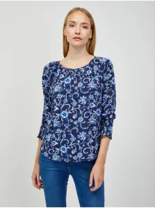 Dark Blue Flowered Blouse with Three-Quarter Sleeve ORSAY - Women #620226