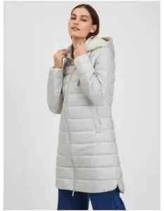 Svetlomodrý dámsky zimný prešívaný kabát