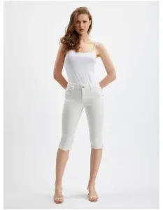 Biele dámske džínsy s výstrihom