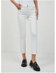 Biele skrátené džínsy úzkeho strihu