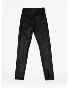 Čierne dámske kožené nohavice #6515325