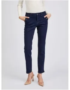 Tmavomodré dámske džínsy rovného strihu