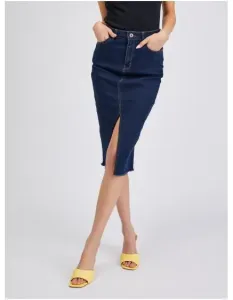 Tmavomodrá dámska džínsová sukňa s rukávmi