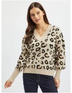 Béžový dámsky vzorovaný sveter