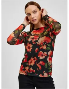 Červeno-čierne dámske kvetované tričko #6514590