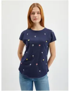 Tmavomodré dámske vzorované tričko #6514467