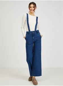 Dark blue women's wide jeans with suspenders ORSAY - Women #4882666