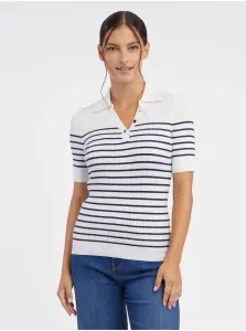 Orsay Cream Women Striped Knitted Polo T-Shirt - Women