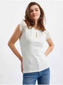 Orsay White Women's T-shirt with Lace Detail - Women