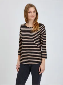 Black Striped T-Shirt with Three-Quarter Sleeve ORSAY - Women #617338