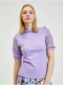 Light purple women's T-shirt with lace ORSAY - Women