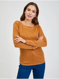 Tričká s dlhým rukávom pre ženy ORSAY - hnedá #605550