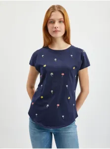 Tmavomodré dámske kvetované tričko ORSAY #6424468