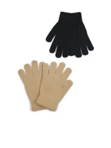 Súprava dvoch párov dámskych rukavíc v čiernej a béžovej farbe ORSAY