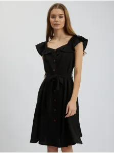 Čierne dámske šaty s prímesou ľanu ORSAY