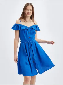 Modré dámske šaty s prímesou ľanu ORSAY #6249220