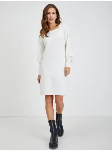 White Women's Ribbed Sweater Dress ORSAY - Ladies