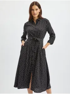 Orsay Black Lady's Polka Dot Shirt Midishdresses - Women #6236581