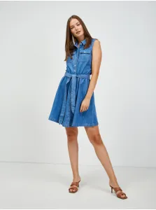 Modré rifľové košeľové šaty so zaväzovaním ORSAY #620369
