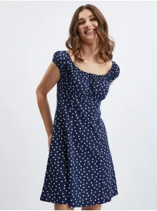 Tmavomodré dámske bodkované šaty ORSAY #6424460