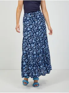 Tmavomodrá kvetovaná maxi sukňa ORSAY #621558