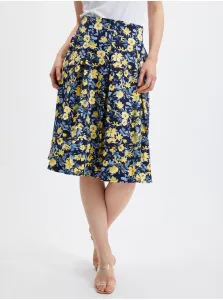 Žlto-modrá dámska skladaná kvetovaná sukňa ORSAY #6335596