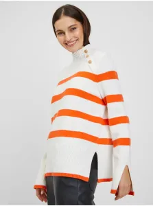 Orsay Orange-White Women Striped Sweater - Women