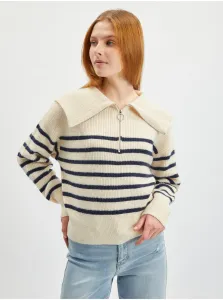 Orsay Cream Dámsky pruhovaný sveter - Ženy #6156795