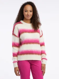 Ružovo-krémový dámsky pruhovaný sveter s prímesou vlny ORSAY #7779679