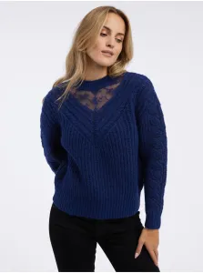 Orsay Women's Sweater with Lace in Navy Blue - Women