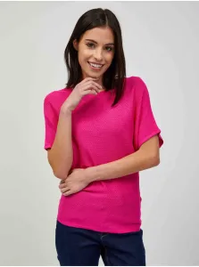 Tmavoružový ľahký vzorovaný sveter s krátkym rukávom ORSAY - Ženy #4808484