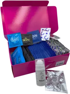 Súprava klasických kondómov - Basic pack (72 ks) + SE natural lubrikačný gél 15 ml + erekčný krúžok + darček SKYN 5 Senses kondómy