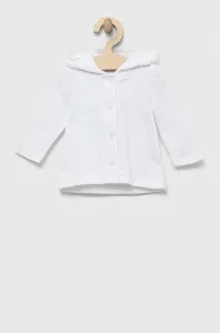 Bavlnená mikina pre bábätká OVS biela farba, s kapucňou, jednofarebná