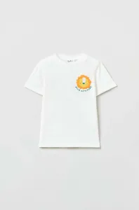 Detské bavlnené tričko OVS biela farba, s potlačou