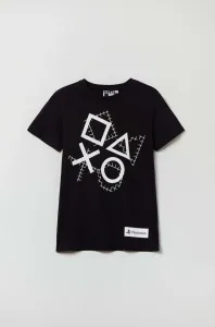 Detské bavlnené tričko OVS čierna farba, s potlačou #8447799