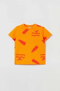 Detské bavlnené tričko OVS oranžová farba, vzorovaný