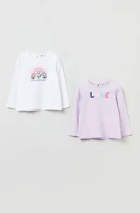 Detské bavlnené tričko s dlhým rukávom OVS 2-pak fialová farba